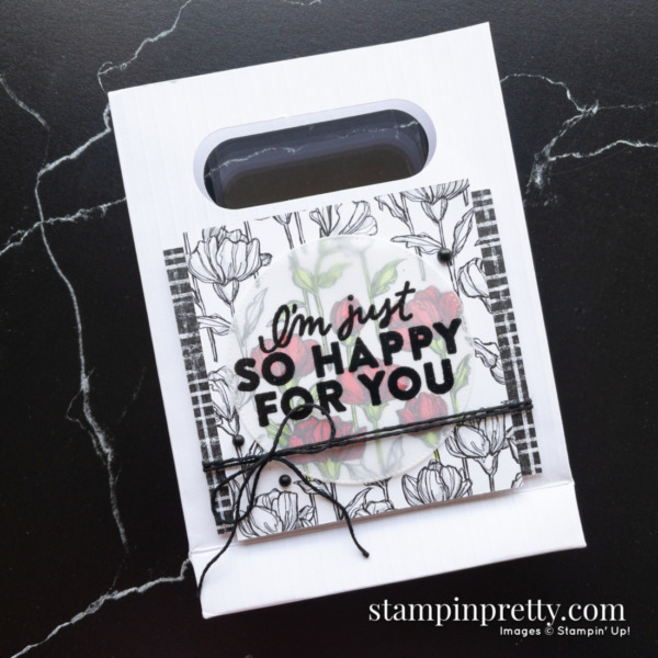 Decorate a gift bag with the Perfectly Penciled DSP and Good Feelings Stamp Set by Stampin' Up! Mary Fish, Stampin' Pretty