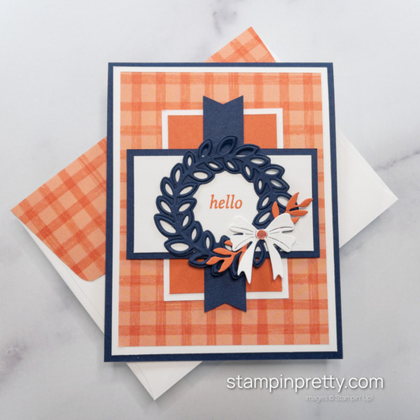 Create this Hello Card using the Cottage Wreath Bundle from Stampin' Up! Card by Mary Fish, Stampin' Pretty