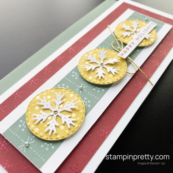 Create this Holiday Slimline Card using the Festive Foils Specialty DSP from Stampin' Up! Card by Mary Fish, Stampin' Pretty