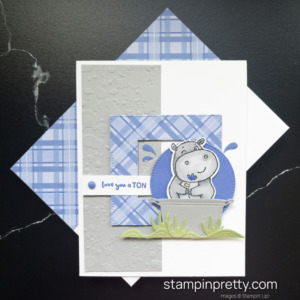 Create this Love You a Ton Card using the Hippest Hippo Stamp Set and Hippo Dies Free During Sale-a-Bration Mary Fish, Stampin' Pretty