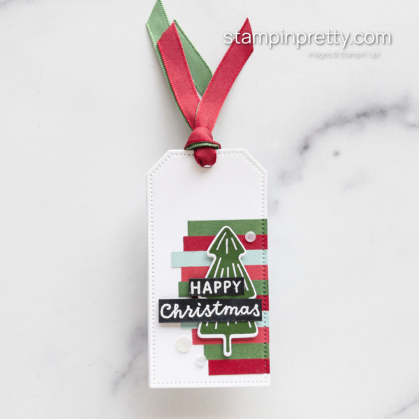 Create this Happy Christmas Gift Tag using the Spruced Up Bundle from Stampin' Up! Mary Fish, Stampin' Pretty