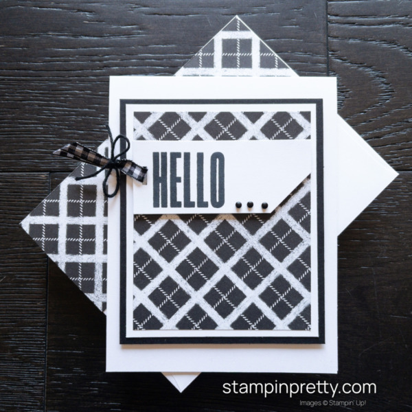 Create this simple hello card with the Rustic Harvest DSP and the Biggest Wish Stamp Set from Stampin' Up! Mary Fish, Stampin' Pretty