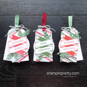 Create this trio of tags with the Sweetest Christmas Suite from Stampin' Up! Tags by Mary Fish, Stampin' Pretty
