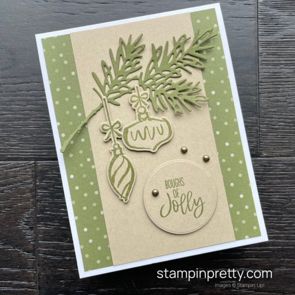 Create a simple boughs of jolly card with the Decorated with Happiness Bundle from Stampin' Up! Cards by Mary Fish, Stampin' Pretty