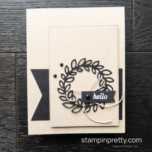 Create this Simple Hello Card with the Cottage Wreaths Bundle by Stampin' Up! - Shop Online with Mary Fish, Stampin' Pretty