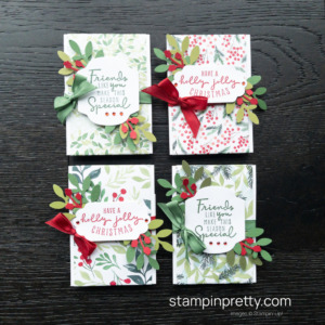 Construct Super Simple Gift Card Holders with the Painted Christmas DSP, Christmas to Remember Samp Set, Seasonal Labels Dies and Bough Punch - Mary Fish Stampin' Pretty
