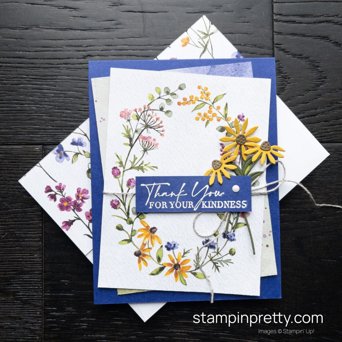 A Handmade Thank You Card Using the Dainty Delight Bundle and Coordinating Dainty Flowers DSP by Stampin' Up! Mary Fish, Stampin' Pretty