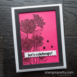 A Lets Celebrate Card in Melon Mambo using the Daisy Garden Stamp Set by Stampin