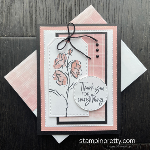 Create a Blushing Bride Thank You Card with Stampin' Up! Stitched Rectangle, Stylish Shapes and Tailor Made Tags Dies - Mary Fish, Stampin' Pretty