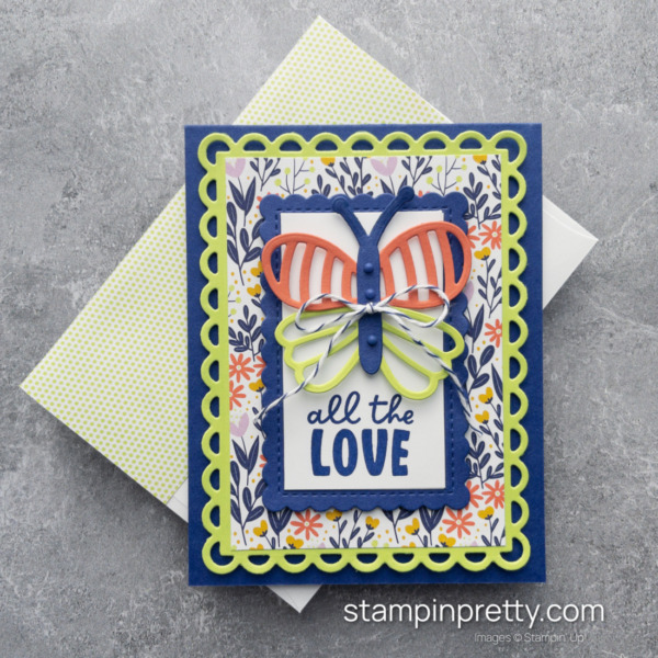 A butterfly card using Stampin' Up! Butterfly Kisses Suite Collection - Design by Mary Fish, Stampin' Pretty Earn Tulip Rewards