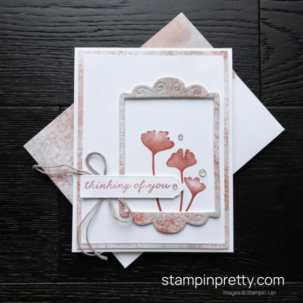 Create a sympathy card using the Ginkgo Branch Bundle and Delicate Desert DSP from Stampin' Up! Card Designed by Mary Fish, Stampin' Pretty