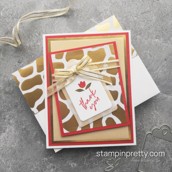 Create a Metallic Magic Thank You Card with Stampin' Up! Like an Animal DSP - Card Design by Mary Fish, Stampin' Pretty
