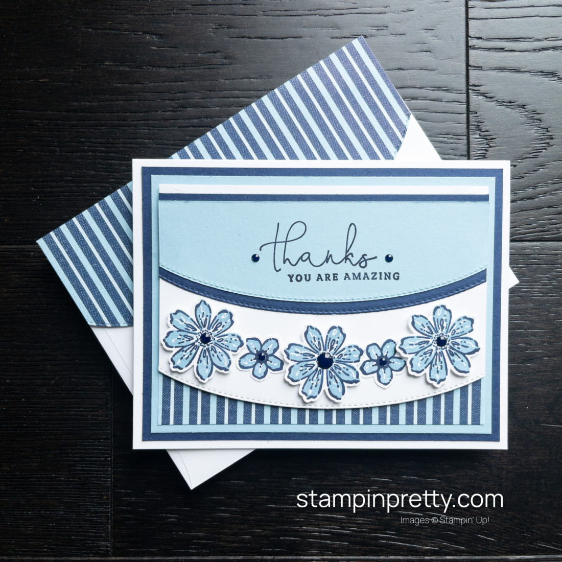 Create this Thank You Card using products from the Stampin' Up! Regency Park Suite Collection and Basic Borders Dies - Designed by Mary Fish, Stampin' Pretty