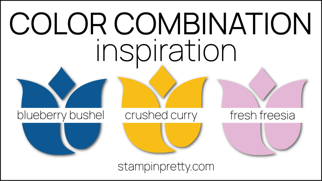 Stampin Pretty Color Combinations - Blueberry Bushel, Crushed Curry, Fresh Freesia fixed