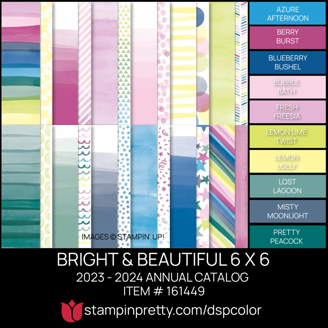 BRIGHT & BEAUTIFUL 6X6 DSP Coordinating Colors 161289 Stampin' Pretty Mary Fish Shop Online 24-7 v2