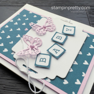 Create a cute baby card using the Delightfully Eclectic Designer Series Paper and Designer Tags Dies by Stampin' up! Mary Fish, Stampin' Pretty Earn Tulip Rewards (1)