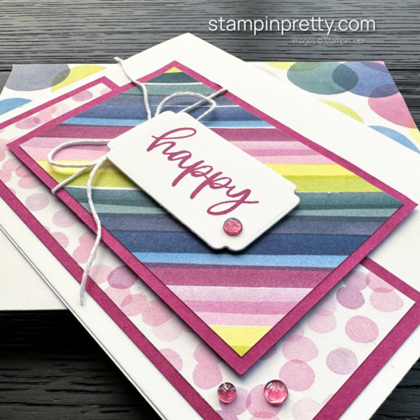 Create this Happy Birthday card using the Bright & Beautiful Designer Series Paper and the Biggest Wish Stamp Set - Mary Fish, Stampin' Pretty (2)