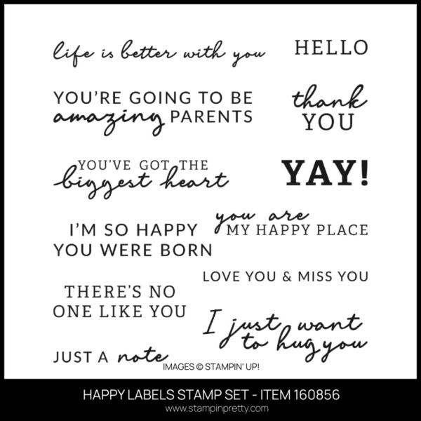 HAPPY LABELS STAMP SET - ITEM 160856 FROM STAMPIN' UP! ORDER FROM MARY FISH - STAMPIN' PRETTY - EARN TULIP REWARD
