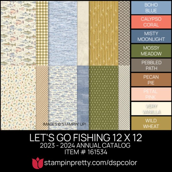 LET'S GO FISHING 12 X 12 DSP Coordinating Colors 161534 Stampin' Pretty Mary Fish Shop Online 24-7