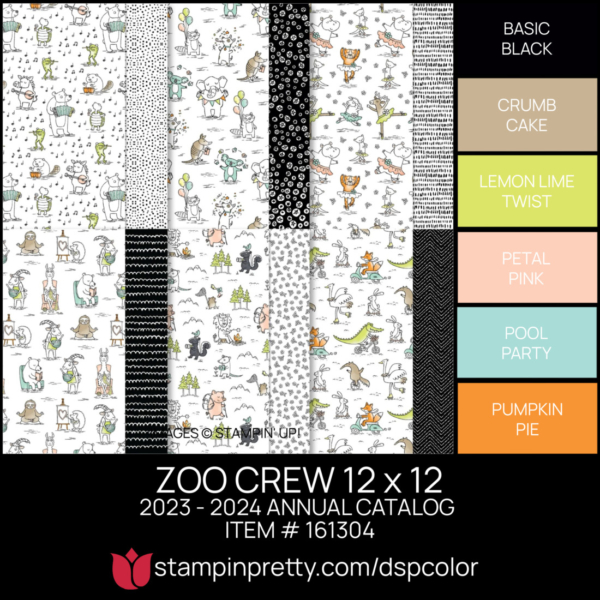 ZOO CREW 12 x 12 DSP Coordinating Colors 161304 Stampin' Pretty Mary Fish Shop Online 24-7