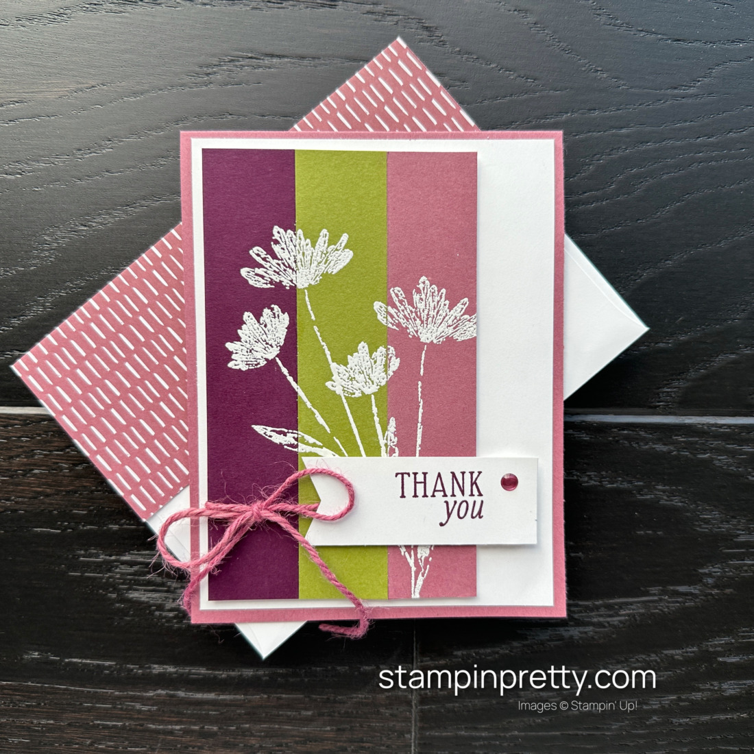 A Thank You Card for the Inked & Tiled Stamp Set and Stampin' Up! Color Combination by Mary Fish, Stampin' Pretty