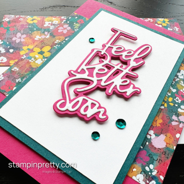 Create this Feel Better Soon Card with Masterfully Made Designer Series Paper and Wanted to Say Dies by Stampin' Up! Mary Fish, Stampin' Pretty (1)