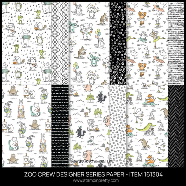 ZOO CREW DESIGNER SERIES PAPER - ITEM 161304 FROM STAMPIN' UP! ORDER FROM MARY FISH - STAMPIN' PRETTY - EARN TULIP REWARD