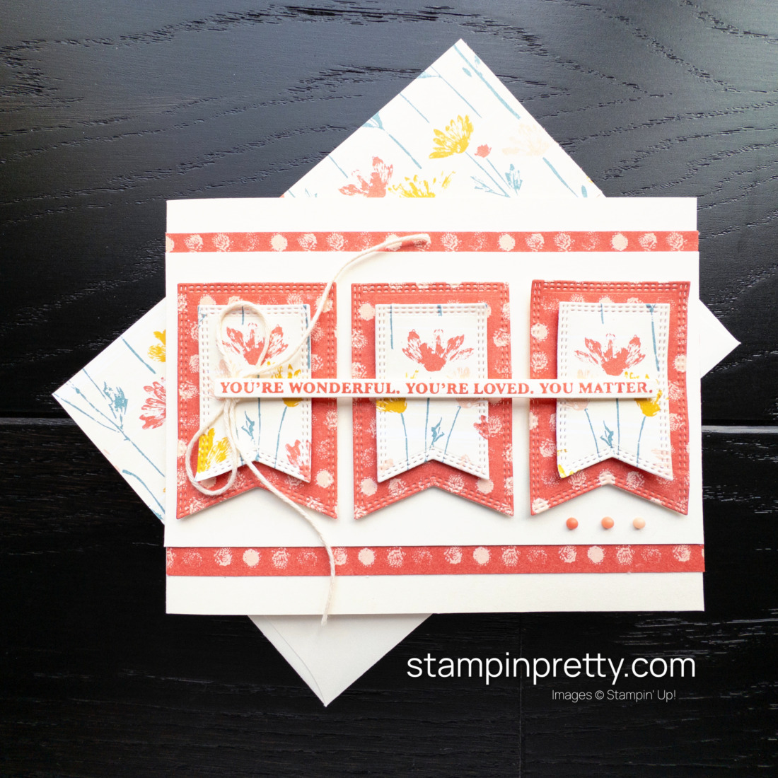 Create this friend card using the Nested Essentials Dies and Wonderful Thoughts Stamp Set by Stampin' Up! Card design by Mary Fish, Stampin' Pretty