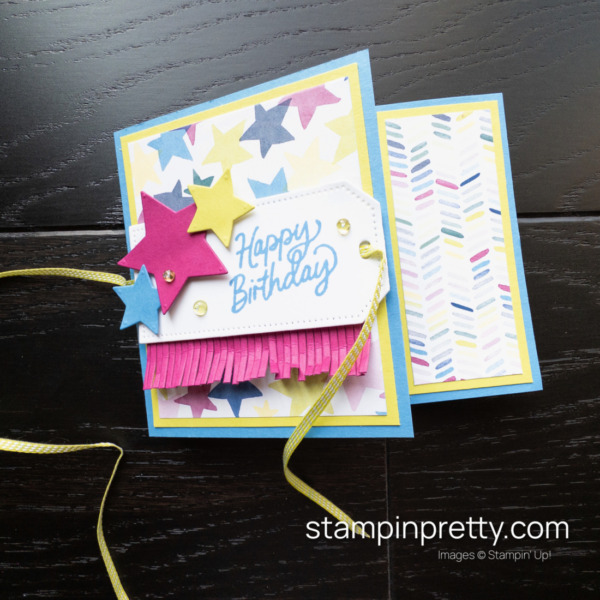 Create this fun fold birthday card using the Bright & Beautiful Designer Series Paper and Beautiful Balloons Bundle by Stampin' Up! Mary Fish, Stampin' Pretty (3)