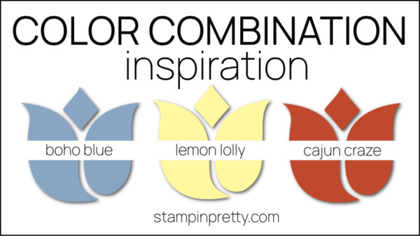 Stampin Pretty Color Combinations - One Horse Open Sleigh - Boho Blue, Lemon Lolly, Cajun Craze