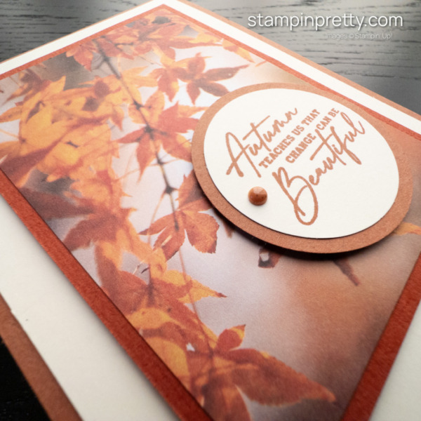 Create an Autumn is Beautiful card with the All About Autumn Designer Series Paper and Autumn Leaves Stamp Set from Stampin' Up! Mary Fish, Stampin' Pretty (1)