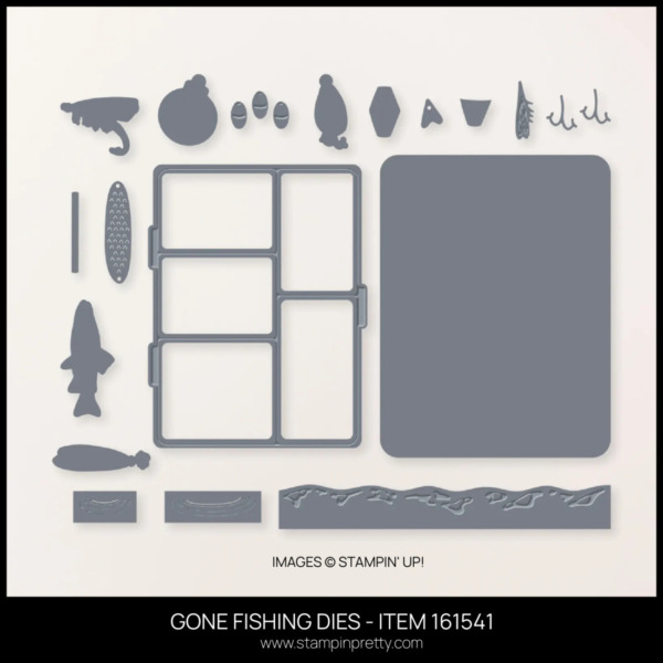 GONE FISHING DIES - ITEM 161541- BUY ONLINE WITH MARY FISH STAMPIN PRETTY - EARN TULIP REWARDS