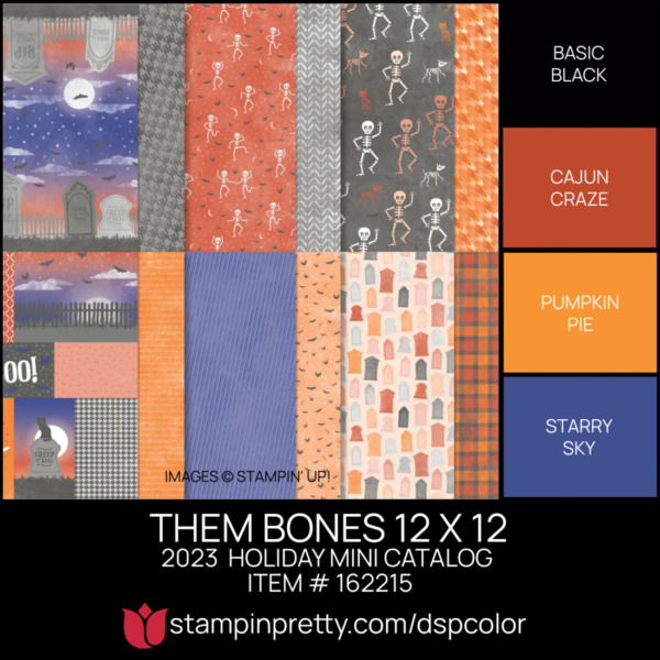 THEM BONES 12 X 12 DSP Coordinating Colors 162215 Stampin' Pretty Mary Fish Shop Online 24-7