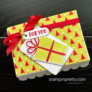 Create this For You Scalloped Edge Gift Card Holder Box with Sending Cheer Bundle from Stampin' Up! Mary Fish, Stampin' Pretty