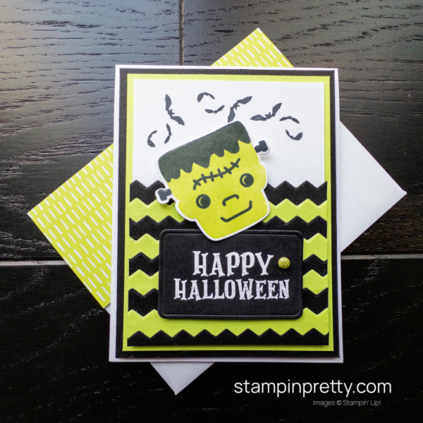 Create this Happy Halloween Card using the Tricks & Treats Bundle and Bag of Bones Stamp Set by Stampin' Up! Mary Fish, Stampin' Pretty