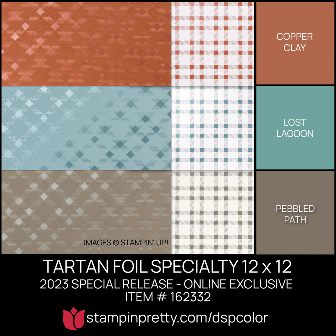 TARTAN FOIL SPECIALTY 12 x 12 Coordinating Colors 162332 Stampin' Pretty Mary Fish Shop Online 24-7