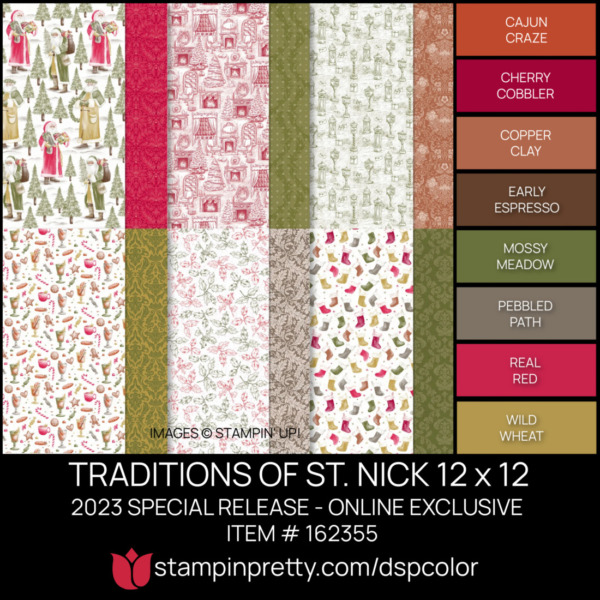 TRADITIONS OF ST. NICK 12 x 12 Designer Series Paper Coordinating Colors 162355 Stampin' Pretty Mary Fish Shop Online 24-7