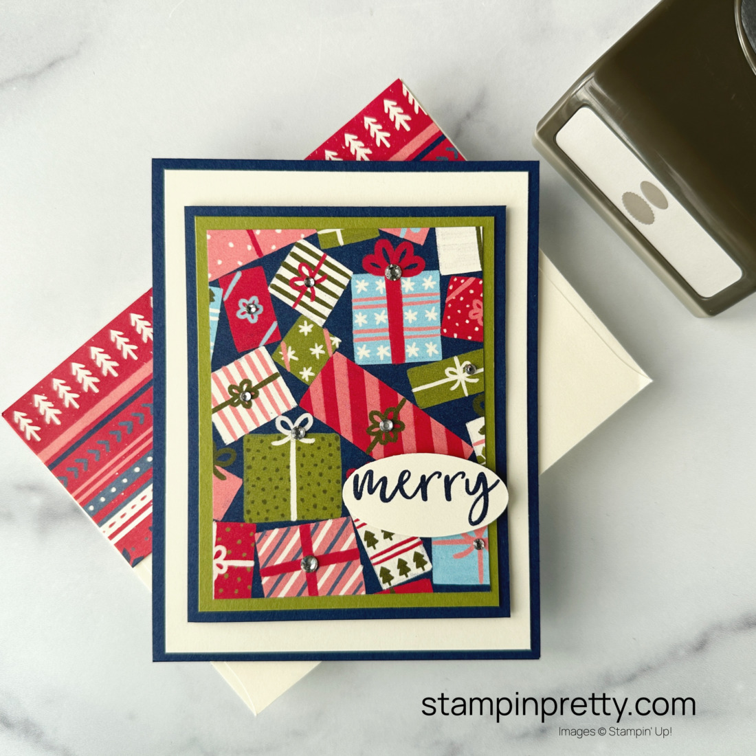 Create a Simple WOW Holiday Card with the Beary Christmas Designer Series Paper and More Wishes Stamp Set by Stampin' Up! Mary Fish, Stampin' Pretty (1)