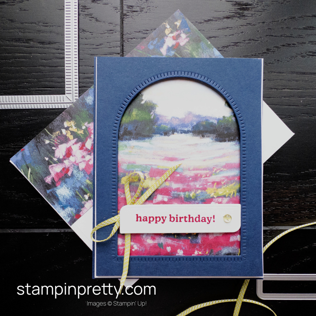 Create a birthday card with the Garden Meadows Bundle and Meandering Meadows Designer Series Paper from Stampin' Up! Card by Mary Fish, Stampin' Pretty (3)