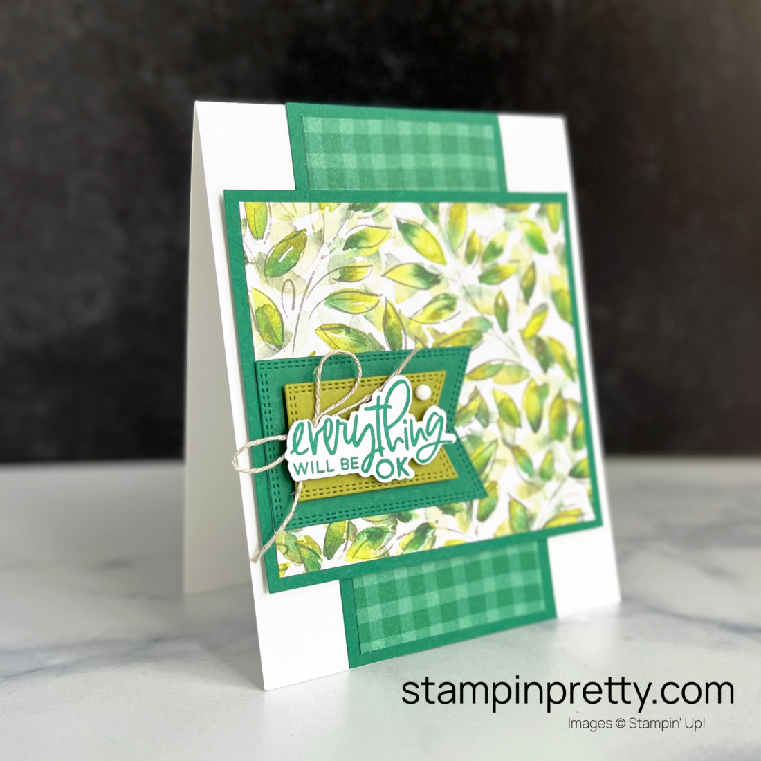 Create an Everything Will Be Ok Card using the Joy of Christmas Designer Series Paper and Nested Essentials Dies by Stampin' Up! Card by Mary Fish, Stampin' Pretty V2