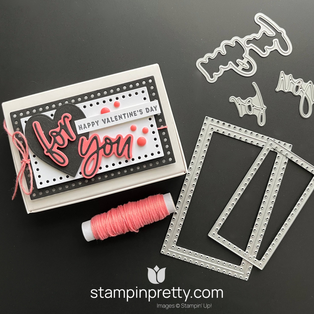 Create this For You Valentine's Day Gift Card Box using the Everyday Essentials and Love For You Dies by Stampin' Up! Mary Fish, Stampin' Pretty