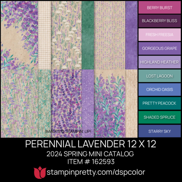 PERENNIAL LAVENDER 12 X 12 DSP Coordinating Colors 12593 Stampin' Pretty Mary Fish Shop Online 24-7