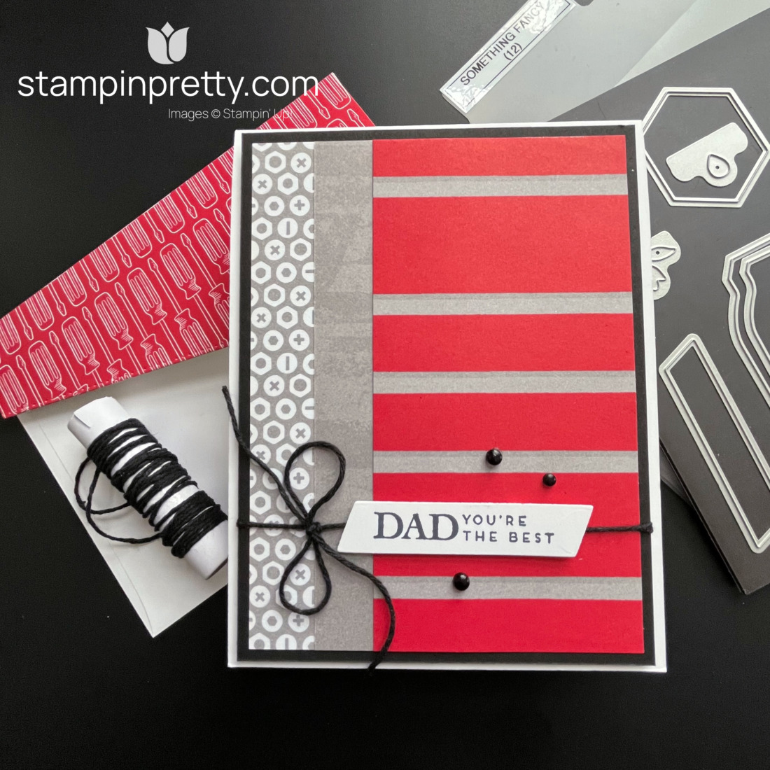 Create a Masculine Birthday Card with the Trusty Toolbox Designer Series Paper from Stampin' Up! Mary Fish, Stampin' Pretty