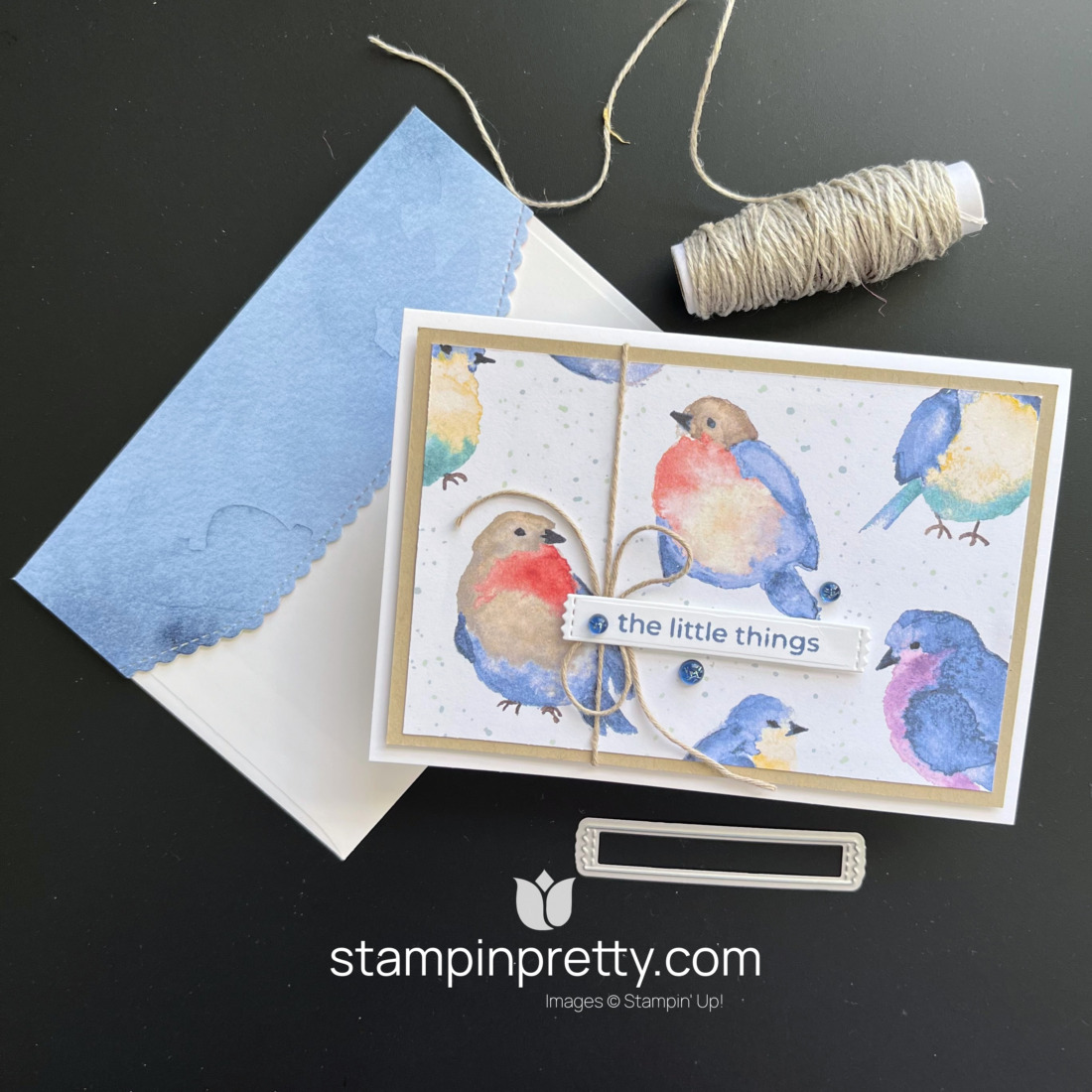Create a note card with the Flight and Airy Designer Series Paper from Stampin' Up! Free with $50 Purchase - Mary Fish, Stampin' Pretty