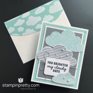 Create this brighten cloudy days card with the Sunny Days Designer Series Paper and Brighter Skies Bundle - Card by Mary Fish, Stampin