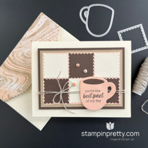 Create a Chic Checkerboard Pattern with Perennial Postage Dies and A Little Latte Suite from Stampin' Up! Mary Fish, Stampin' Pretty