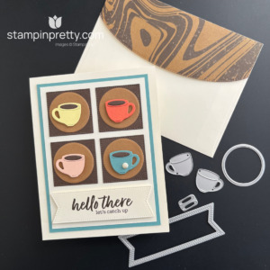 Create a card with 4 colorful cups of coffee with the A Little Latte Suite Collection from Stampin' Up! Card by Mary Fish, Stampin' Pretty