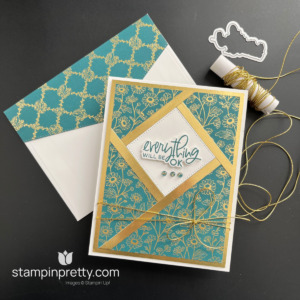 Create this Shutter Technique Card using Forever Love Designer Series Paper and Gold Foil from Stampin' Up! Card Design by Mary Fish, Stampin' Pretty