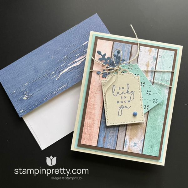 Create a Lucky to Know You Card with the Country Woods Designer Series Paper and Designer Tag Dies by Stampin' Up! Mary Fish, Stampin' Pretty (3)