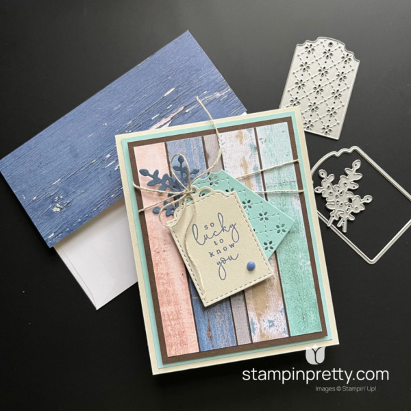 Create a Lucky to Know You Card with the Country Woods Designer Series Paper and Designer Tag Dies by Stampin' Up! Mary Fish, Stampin' Pretty